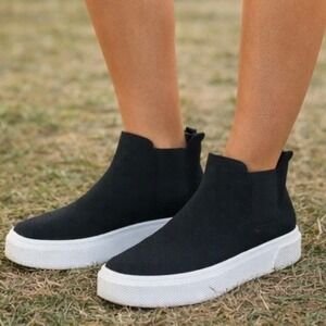Stylus Sound Womens Black Knit High Top Platform Slip On Sock Sneakers Size 9